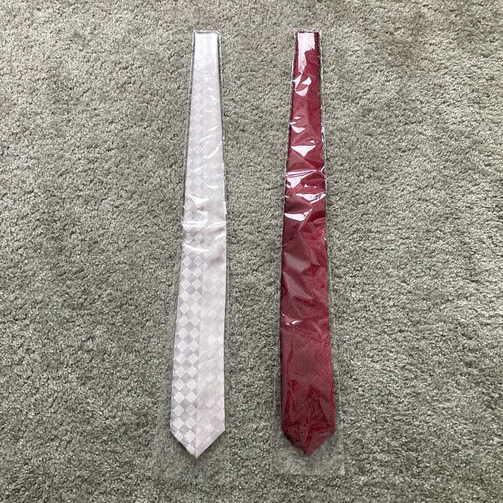 CROATA Silk Ties x2 (One White & Gray, One Red) | Luxury Croatian Brand